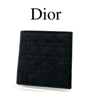 Christian Dior ディオール 折り財布 カナージュ 総柄 ブラック