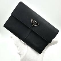 PRADA プラダ 折り財布 ロゴプレート ナイロン サフィアーノレザー_画像8