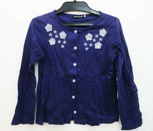 N(L456)[ Kids clothes ] Bebe BeBe cardigan * embroidery * navy * child clothes long sleeve tops outer * used *