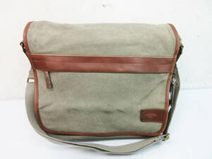 N8825[ shoulder bag ]A/C DESIGN BY ALPHA CUBIC jeans* leather × canvas * Alpha Cubic * used *