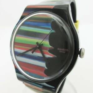 N8365【スウォッチ】Swatch★レインボーカラー 文字盤★メンズ腕時計 クォーツ腕時計★電池交換済み★中古★の画像1