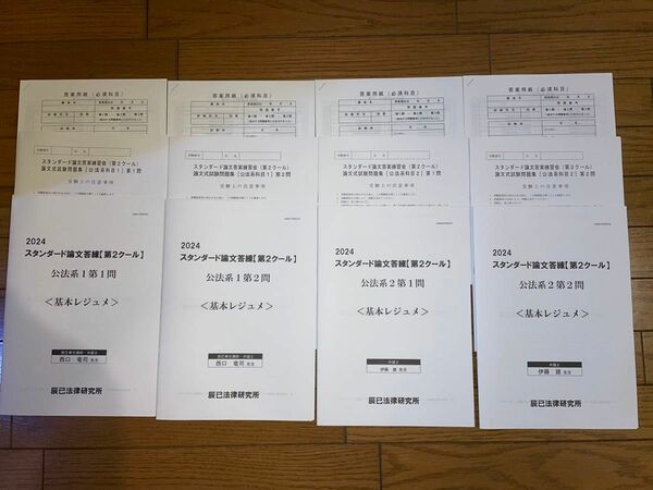 2024年合格目標 辰巳法律研究所 司法試験 スタ論第2クール スタンダード論文答練第2クール 公法系 民事系 刑事系