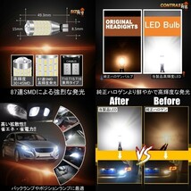 【送料無料】87連 LED バルブ ウェッジ バックランプ 無極性 3014 SMDチップ T10 T15 T16 白 ホワイト 12V 送料無料 2個_画像4