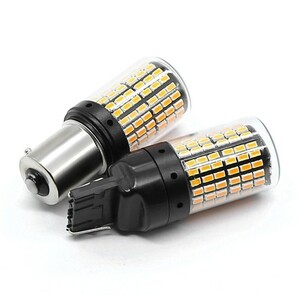 【送料無料】2個 爆光 144連 LED S25 シングル 150度 180度 ウインカー アンバー 無極性 ハイフラ 抵抗内蔵 キャンセラー内蔵 ピン角違いの画像9