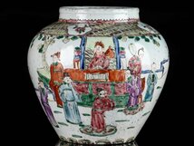 【流】中国美術 色絵人物図花瓶 高19cm 箱付 TS103_画像1