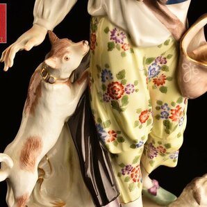 【流】マイセン Meissen ハンドペイント フィギュリン 陶人形 「羊飼い」高さ30cm 共箱 TS005の画像2