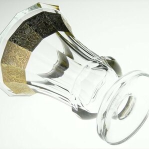 n303 Moser モーゼル クリスタル 高級シリーズ 金彩 レリーフ 脚付 ベース 花瓶 飾壷の画像5