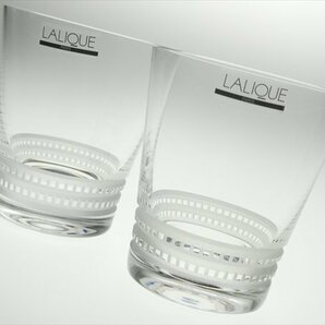 N524 LALIQUE ラリック クリスタル ファセット ペア オールドファッション ロックグラス タンブラーグラス 2客の画像2