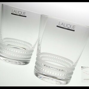 N524 LALIQUE ラリック クリスタル ファセット ペア オールドファッション ロックグラス タンブラーグラス 2客の画像1