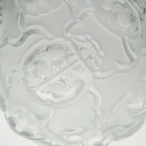 n543 LALIQUE ラリック フロステッド クリスタル てんとう虫 レリーフ ベース 花瓶 飾壷の画像4