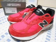 新品！USA製！ニューバランス　M990 PL3　レッドｘブラック　9D　赤ｘ黒　アメリカ製　996　1300　1400　1500　new balance　ラスト1足_画像1