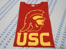 限定！USA製！チャンピオン　T1011　Tシャツ　USC　トロージャンズ　L　赤ｘ黄　南カリフォルニア大学　2段プリント　C5-P301　アメリカ製_画像1