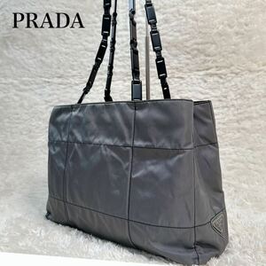 プラダ ショルダーバッグ トートバッグ ナイロン テスート ポコノ ブラック プラチェーン PRADA 肩がけ ヴィンテージ 白タグ