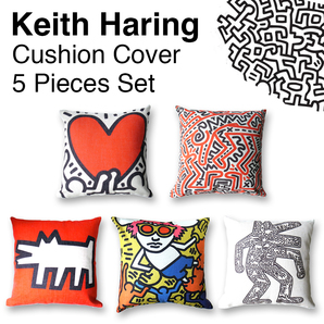 ★5種セット★ キースヘリング Keith Haring クッションカバー ポップアート インテリア 雑貨 ソファ ベッド