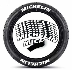 ミシュラン　タイヤステッカー 1台分 8枚 MICHELIN タイヤレター ホワイトレター　専用接着剤2個付き