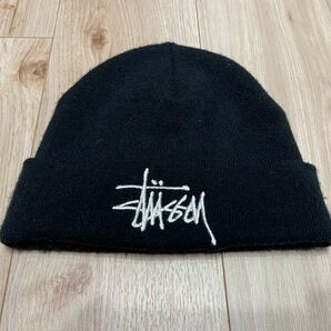 Stussy ステューシー ニット帽 スノーボード 黒 ブラック刺繍 の画像1