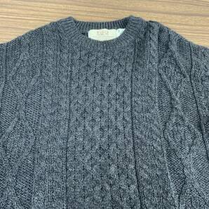 ☆衣類 アランセーター/ARAN SWEATER MARKET ウール クルーネック ケーブルニット セーター グレー系 メンズ Mサイズ アイルランド製☆の画像3