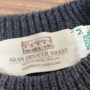 ☆衣類 アランセーター/ARAN SWEATER MARKET ウール クルーネック ケーブルニット セーター グレー系 メンズ Mサイズ アイルランド製☆の画像10