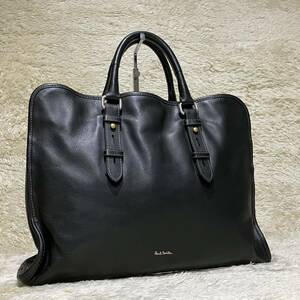 1円スタート 美品 Paul Smith ポールスミス ビジネスバッグ ブリーフケース トート メンズ A4 レザー 本革 ブラック 黒 書類 通勤 カバン 