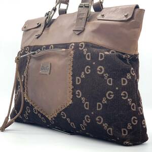 DOLCE&GABBANA Dolce & Gabbana mono g ram leather knitting tote bag shoulder shoulder .. business briefcase men's 1 jpy tea 