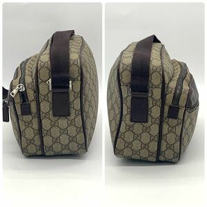 【最高級】 GUCCI グッチ ショルダーバッグ GGスプリーム レザー PVC ブラウン カメラバッグ メンズ ビジネス 斜め掛け メッセンジャー 1円の画像4