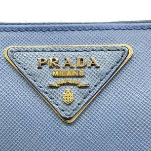 現行【希少カラー ブルー】PRADA プラダ ラウンドファスナー ジップ 長財布 三角プレート 三角ロゴ サフィアーノレザー メンズ レディースの画像9