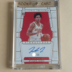 2021-22 Panini NBA National Treasures Jalen Johnson Auto RC Bronze /25 直書きの画像1