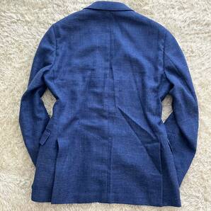 ブルックスブラザーズ 「爽やかな一着」 Brooks Brothers テーラードジャケット アンコン シルク リネン 青 ブルー M相当の画像3