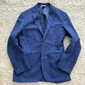 ブルックスブラザーズ 「爽やかな一着」 Brooks Brothers テーラードジャケット アンコン シルク リネン 青 ブルー M相当の画像2