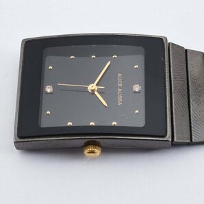 アリスアリッサ 石付き AA-102 スクエア ブラック レディース 腕時計 ALICEALISSAの画像3