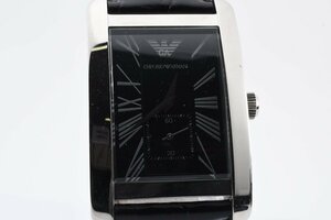 美品 エンポリオアルマーニ AR-0143 スクエア シルバー クォーツ メンズ 腕時計 EMPORIO ARMANI