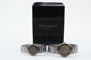 イヴサンローラン ペアウォッチ ラウンド デイト クォーツ メンズ レディース 腕時計 YSL Yves Saint-Laurent