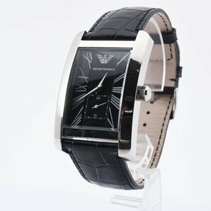 美品 エンポリオアルマーニ AR-0143 スクエア シルバー クォーツ メンズ 腕時計 EMPORIO ARMANIの画像2