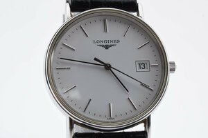 美品 ロンジン 31531517 デイト ラウンド シルバー クォーツ レディース 腕時計 LONGINES