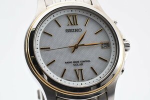 セイコー デイト ラウンド コンビ ソーラー メンズ 腕時計 SEIKO