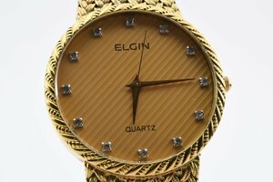 石付き エルジン FK 278 ラウンド ゴールド クォーツ レディース 腕時計 ELGIN