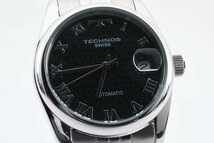 美品 稼働品 テクノス オートマティック デイト ラウンド シルバー 自動巻き メンズ 腕時計 TECHNOS_画像1