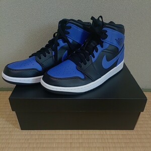 ナイキ エアジョーダン1MID ブラック／ハイパーロイヤルーホワイト AIR JORDAN 1 MID BLACK/HYPER ROYAL-WHITE 28.5センチ