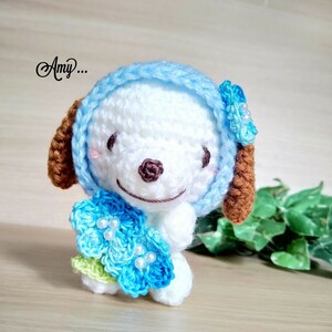 #Amy... knitting marble flower ...* blue! free shipping hand made!