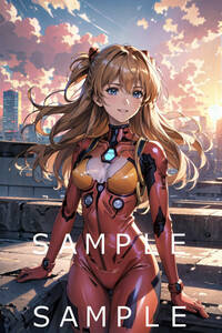 (91) Neon Genesis Evangelion Aska Langley A4 art poster illustration same person beautiful young lady fan art anime sexy 