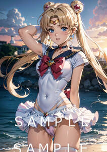 (FG-62) Sailor Moon Pretty Soldier Sailor Moon same person fan art anime game manga same person A4 illustration lustre paper A4 poster 