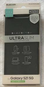 Galaxy S21 5G 用 ソフトレザーケース 薄型 磁石付手帳型 UltraSlim PM-G211PLFUBK 182
