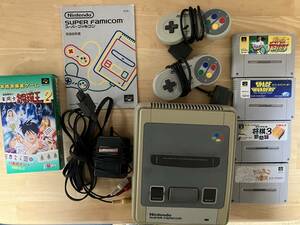 任天堂スーパーファミコン本体!! 送料無料!! インベーダー!! トルネコの大冒険!! 将棋!!麻雀!!テニス等5本 全国送料無料!!