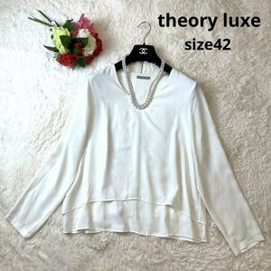  large size *theory luxe theory ryuks... blouse shirt tops 42 XL white can can material ceremony beautiful goods office 