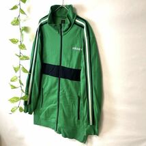 希少/最高デザイン/3-4XL/adidas アディダス トラックジャケット ジャージ ビックサイズ 緑黒白グリーンブラックホワイト 黒タグ90s90's_画像3