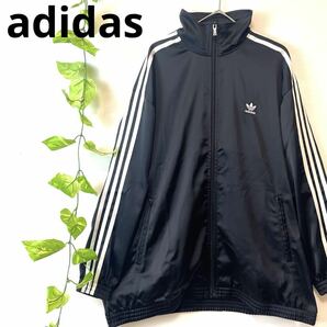 極美品 ADILENIUM adidas アディダス スーパーファイアーバード トラックジャケット ジェンダーニュートラル サテン超光沢 黒ブラック L