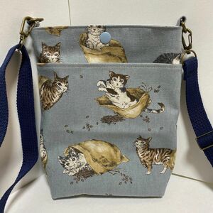 ハンドメイド★ポシェット　サコッシュ　ショルダーバッグ　猫柄