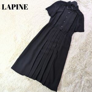 【ベルト欠】 LAPINE ブラックフォーマルワンピース 7号 S~M 冠婚葬祭 ラピーヌ レディース 黒