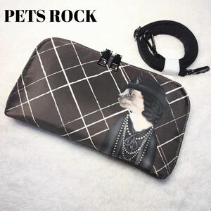 PETS ROCK ショルダーウォレット 婦人猫 セレブ猫 キャット チェック ペッツロック スマホショルダー 2way