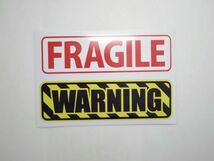 FRAGILE WARNING シール ステッカー 2枚セット PVC_画像1